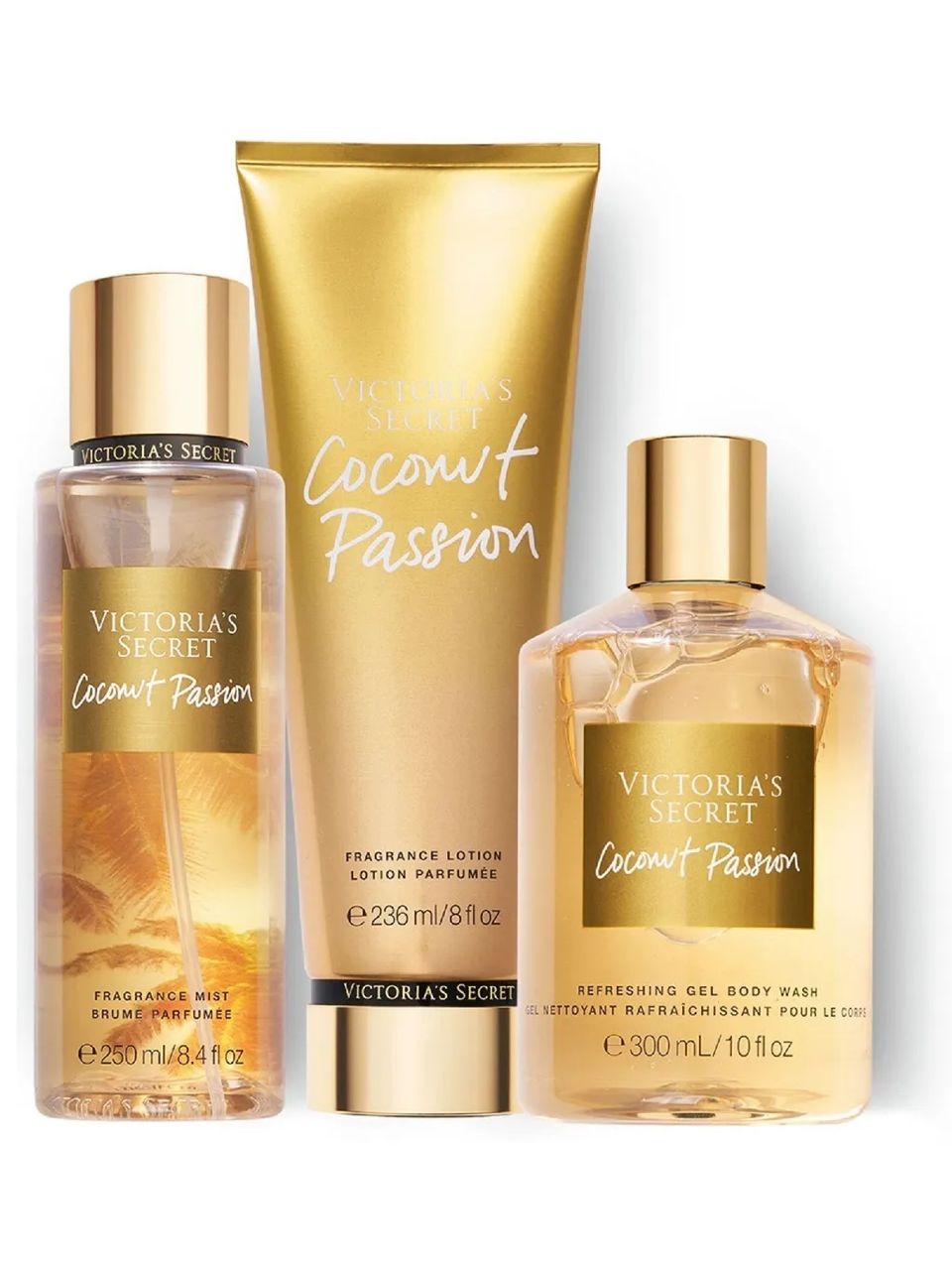 VICTORIA'S SECRET 3 PCS GIFT SET COCONUT PASSION MIST SHOWER GEL & LOTION NEW